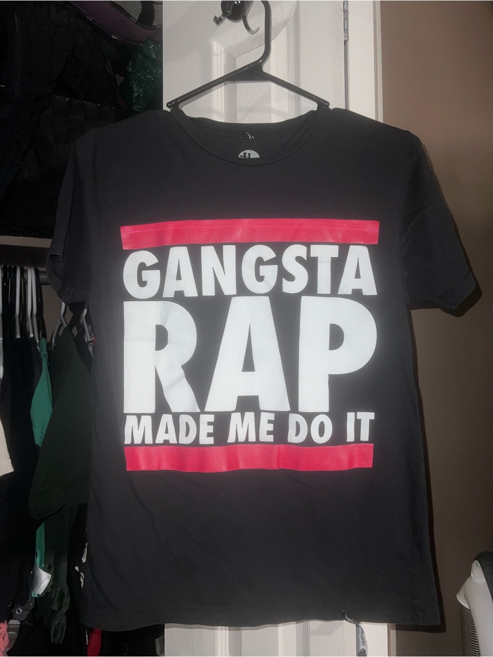 Black "Gangsta Rap Made Me Do It" Graphic Tee
